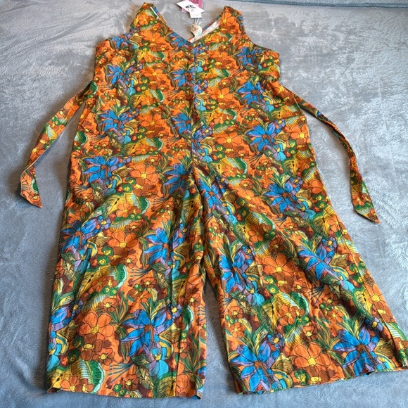 NWT LUCY & YAK Finn - V-Neck Cotton & Linen Jumpsuit Aloha Print Size UK14 US10 - Picture 6 of 16